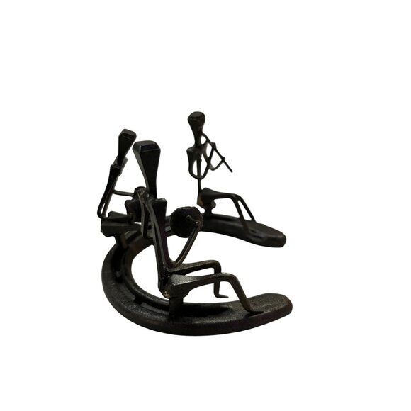 Metal Horseshoe Sculpture Musicians Folk Art Western Rustic Decor Used - Picture 2 of 10